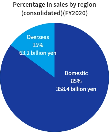 Fiscal 2020 percentage in sales by region (consolidated)