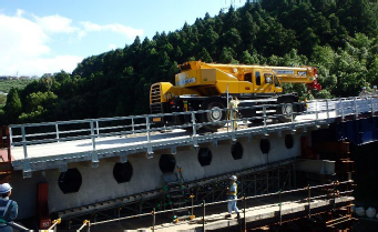 Crane load testing on the demonstration bridge