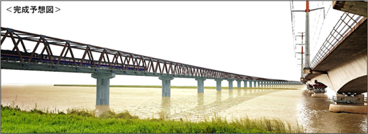 ジャムナ鉄道専用橋建設事業（WD2）完成イメージ