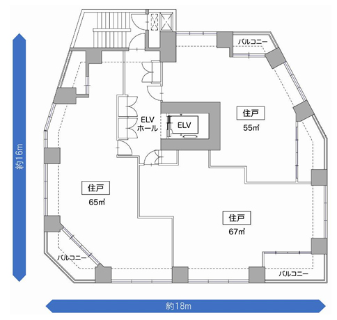 図-3　住棟基準階平面図の例